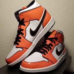 Air Jordan 1 Mid Orange & White Men's Size 8